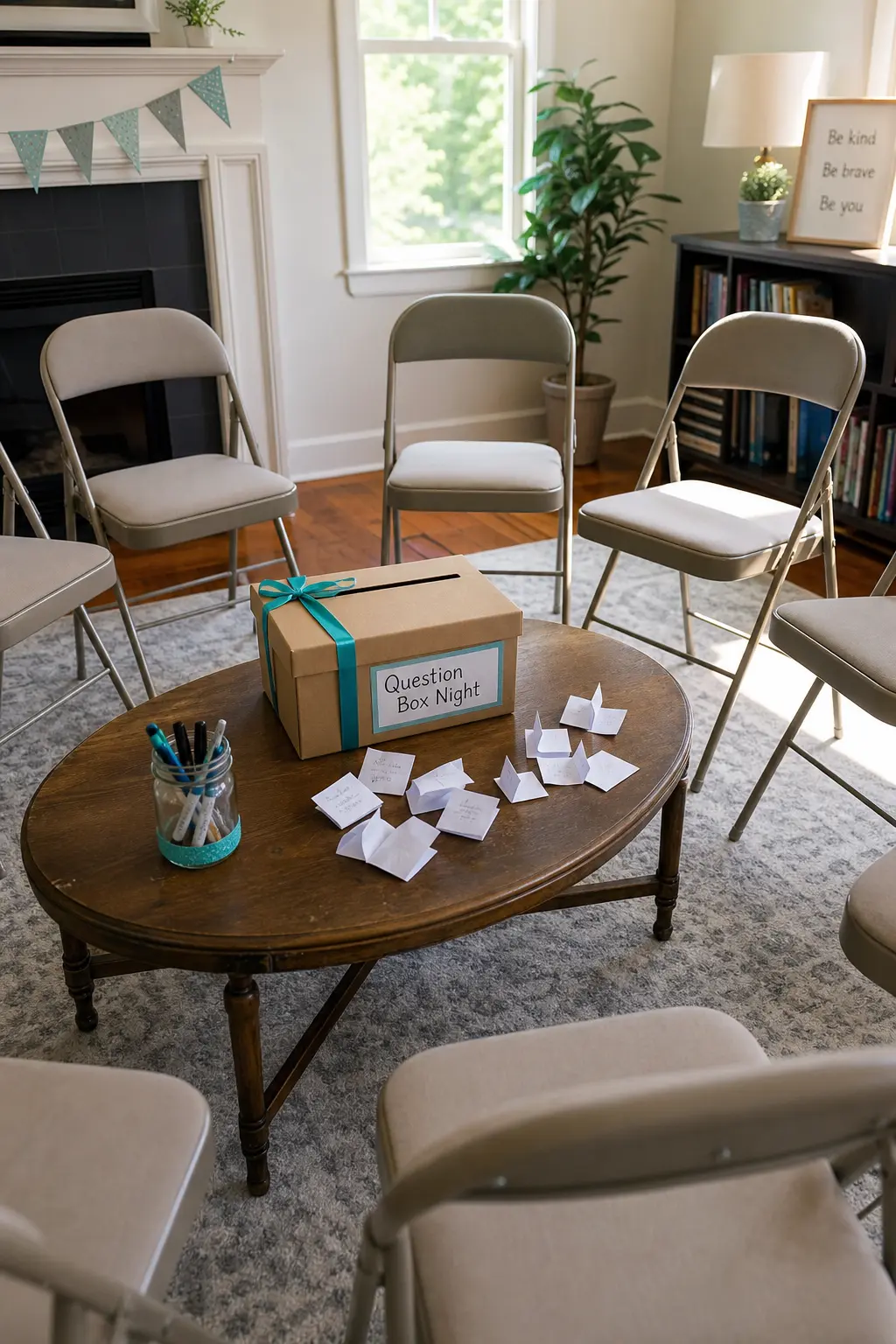 Question Box Night — Leave a box out for two weeks beforehand so teens can drop in anonymous questions on anything: faith, doubt, relationships, the stuff they
