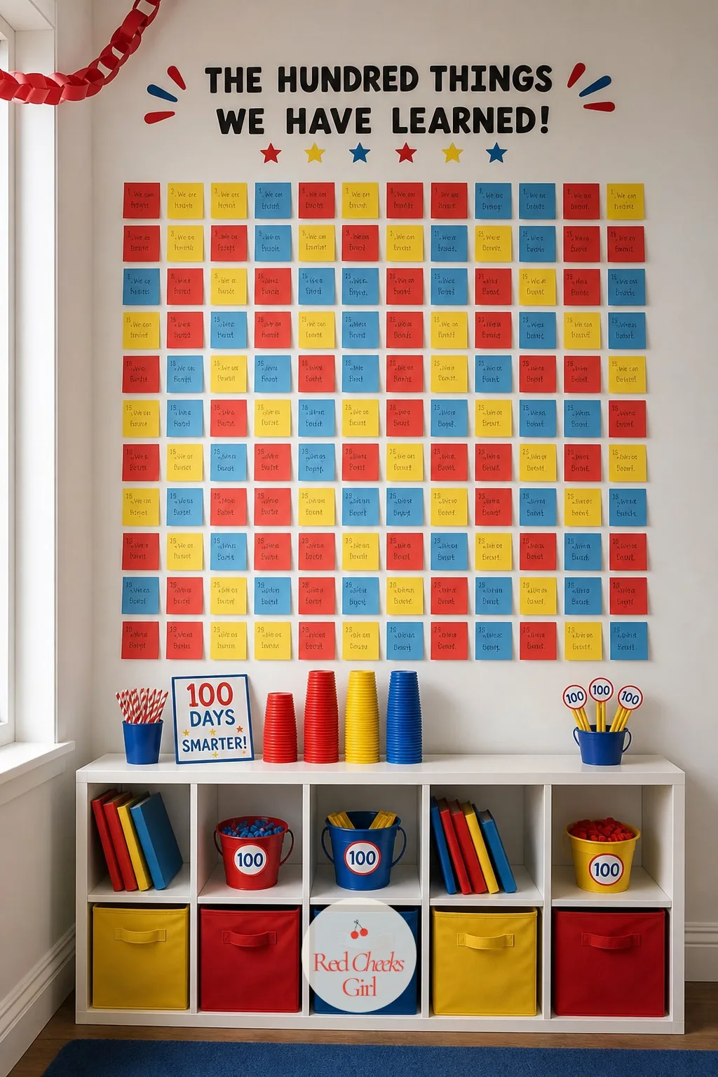 The Hundred Things We Have Learned Sticky Note Wall — Ask a room full of kids what they have learned this year and the answers tend to surprise everyone