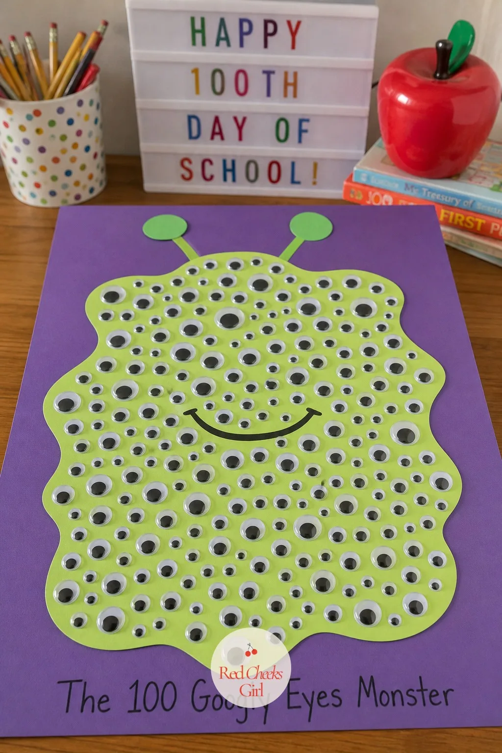 The 100 Googly Eyes Monster — A plain poster board looks like homework until a hundred eyes start staring back at it. 100th day of school projects