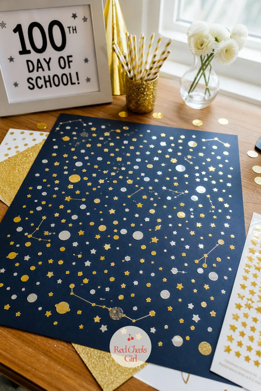 The 100 Sticker Galaxy Collage — This is the fastest project on the whole list, no drying time anywhere in it. 100th day of school projects