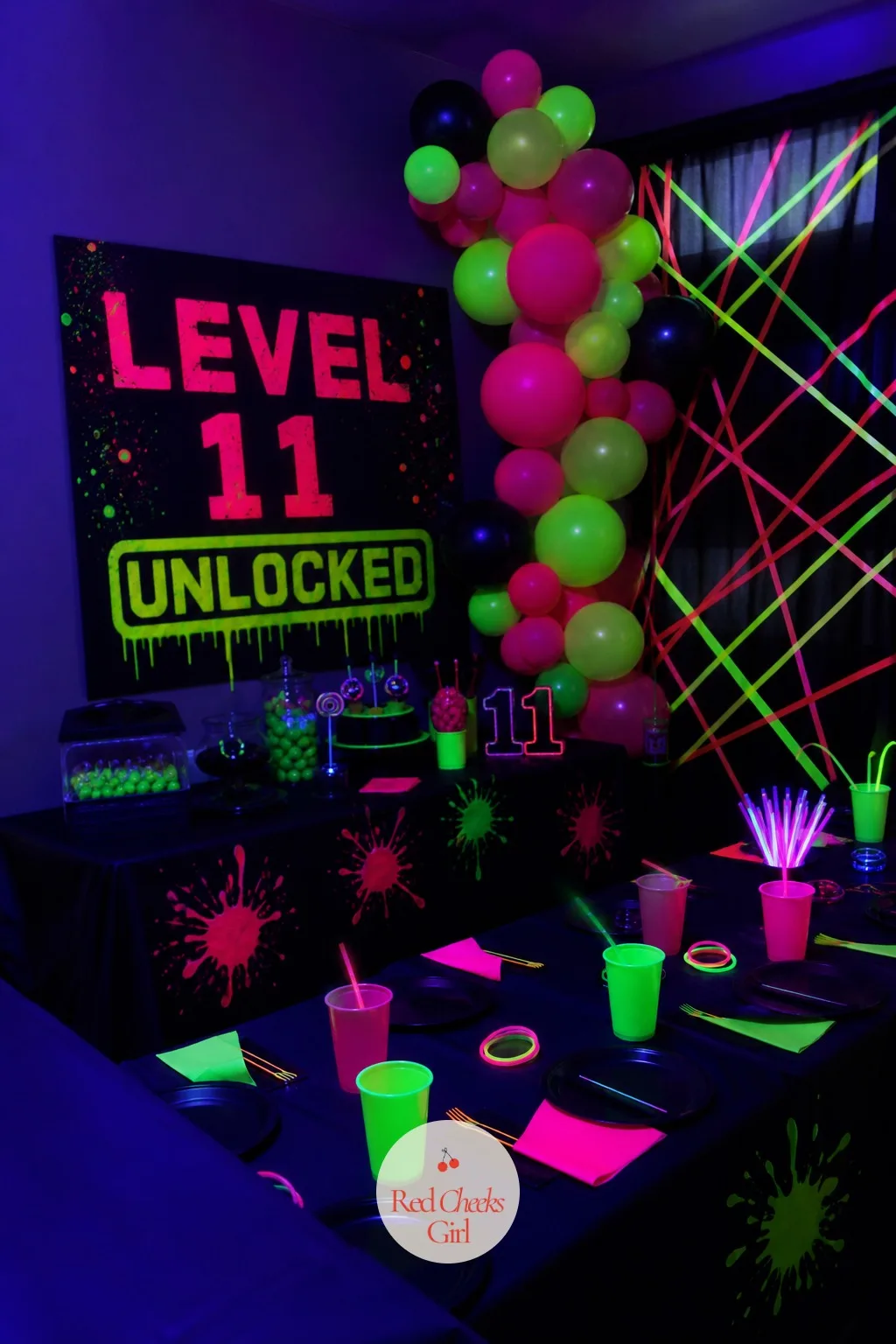 A Black Light Glow Room — Regular streamers look thin the second the lights go down, and that is exactly the point here. 11th birthday party ideas