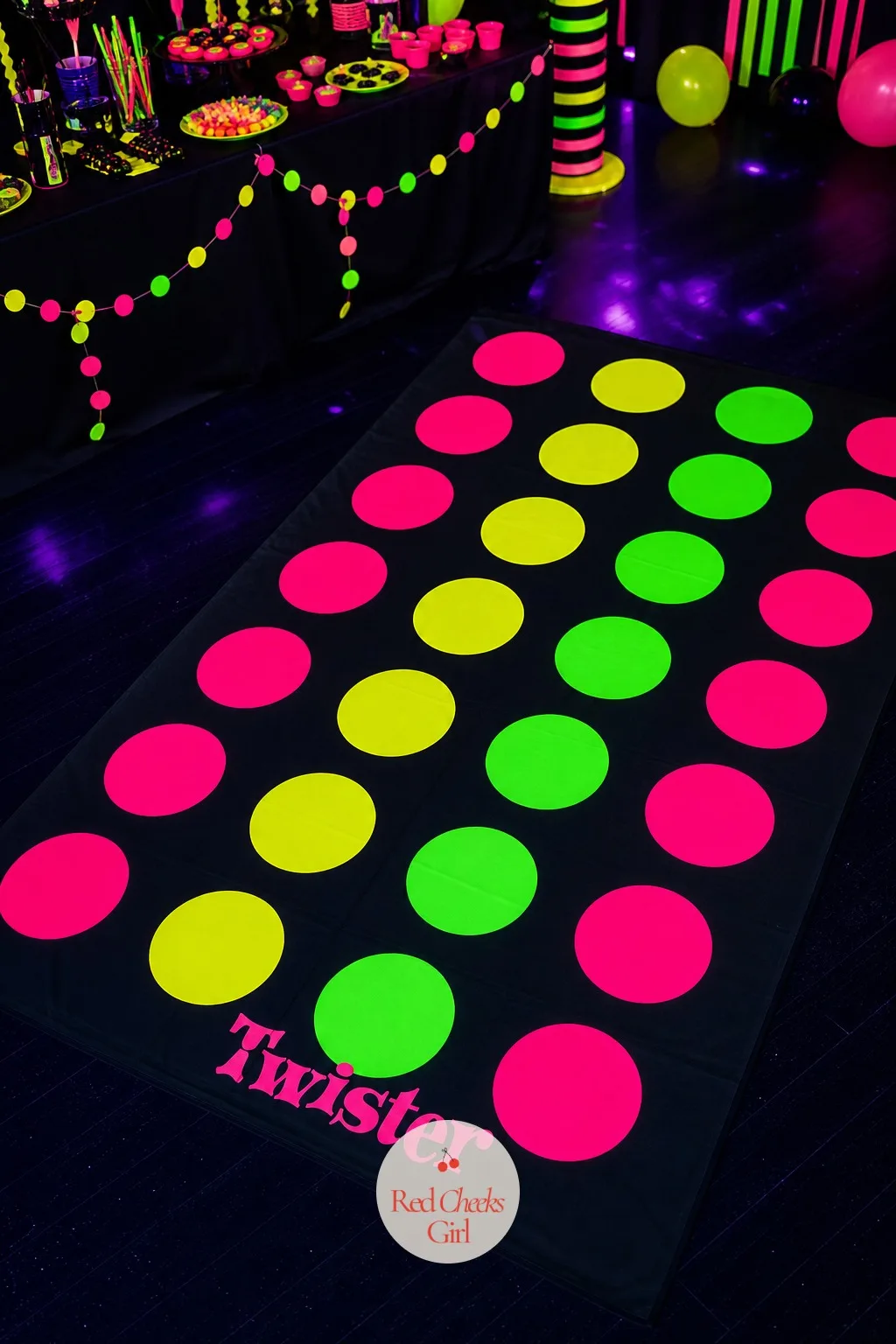 A Black Light Twister Mat — The usual Twister mat disappears into the floor once the room goes dark, but a mat printed in UV reactive neon circles keeps