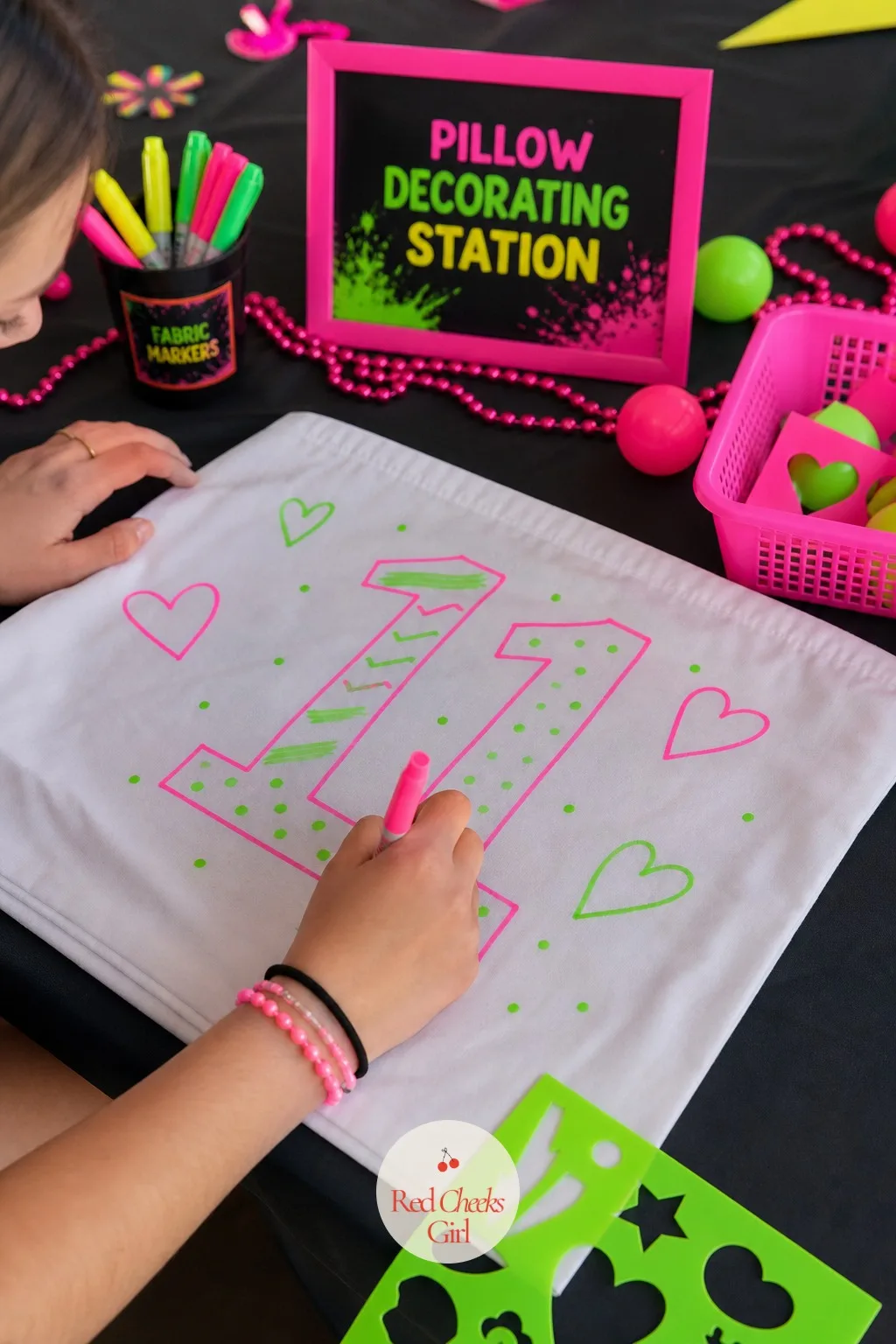 A Pillowcase Decorating Station — A plain white pillowcase becomes a sleepover souvenir the moment a fabric marker touches it, and every guest leaves with