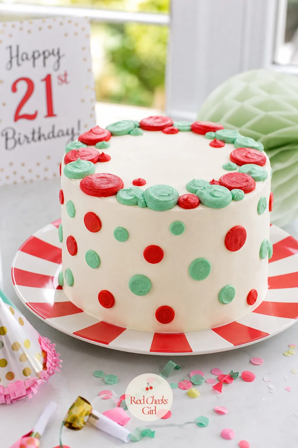 Polka Dot Cake — Nothing dates faster than a trend, and nothing stays this cheerful for this long. 21st birthday cake ideas for her