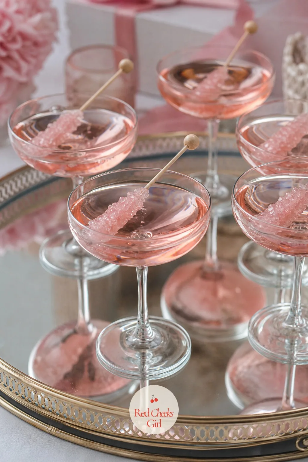 Rock Candy Swizzle Sticks in Coupe Glasses — The toast deserves more than a plain glass. 21st birthday cake ideas for her