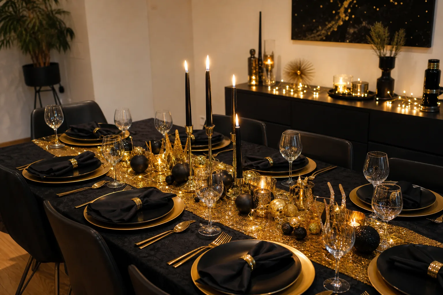 23 Black and Gold Party Decorations for a New Year's Eve That Feels Black Tie