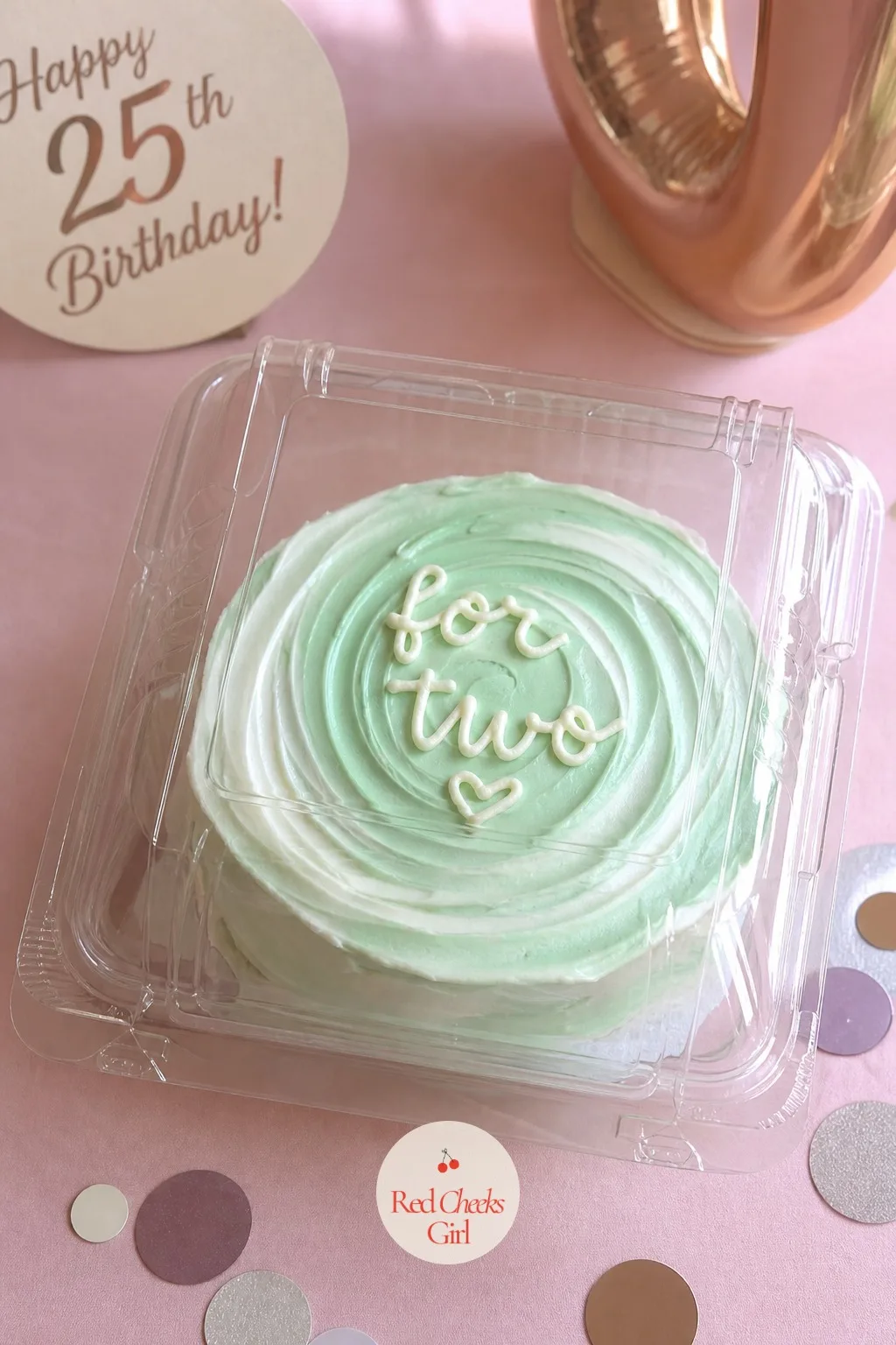 Bento Cake In A Clamshell Box For Two — No stand, no plates, no leftover cake drying out on the counter for a week. 25th birthday cake