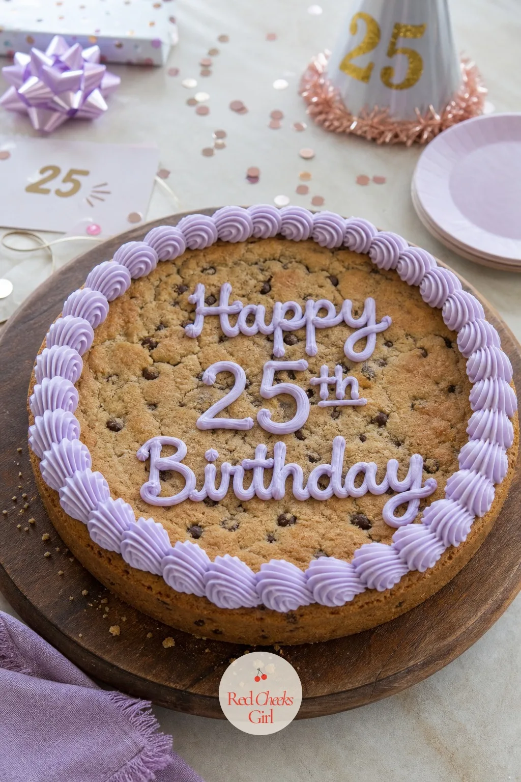 Giant Iced Cookie Cake — For the girl who will say, genuinely, that she prefers cookies to cake. 25th birthday cake