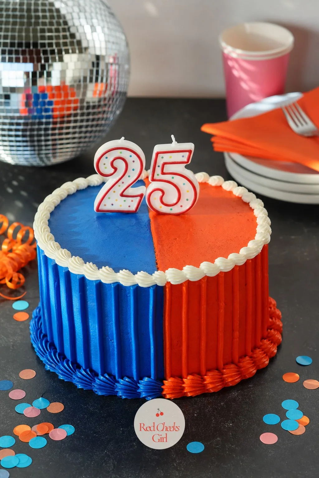 Two-Tone Lambeth Cake In Bold Clashing Colors — Split the cake straight down the middle and give each half a completely different personality. 25th birthday