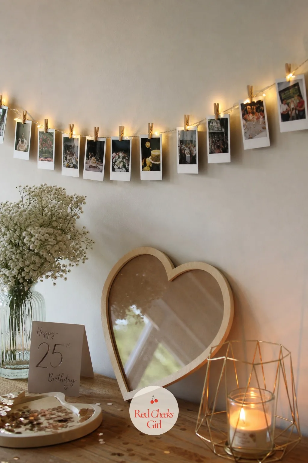 Instant Film Memory Wall — A plain photo backdrop gets taken down the next morning. 25th birthday ideas for her
