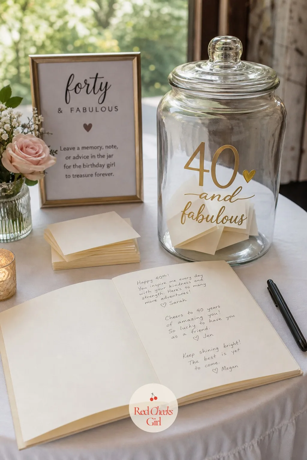 A Handwritten Memory Jar Guestbook — A guestbook that sits shut on a shelf afterward never gets reread; a jar full of folded notes gets opened again on a bad