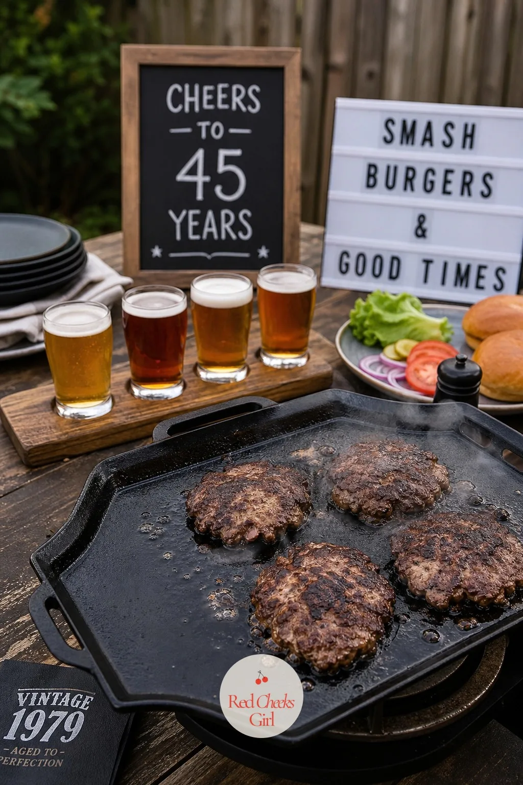 A Smash Burger and Craft Beer Cookout — He grills with more confidence than he explains his own retirement plan, so let him run the station. 45th birthday