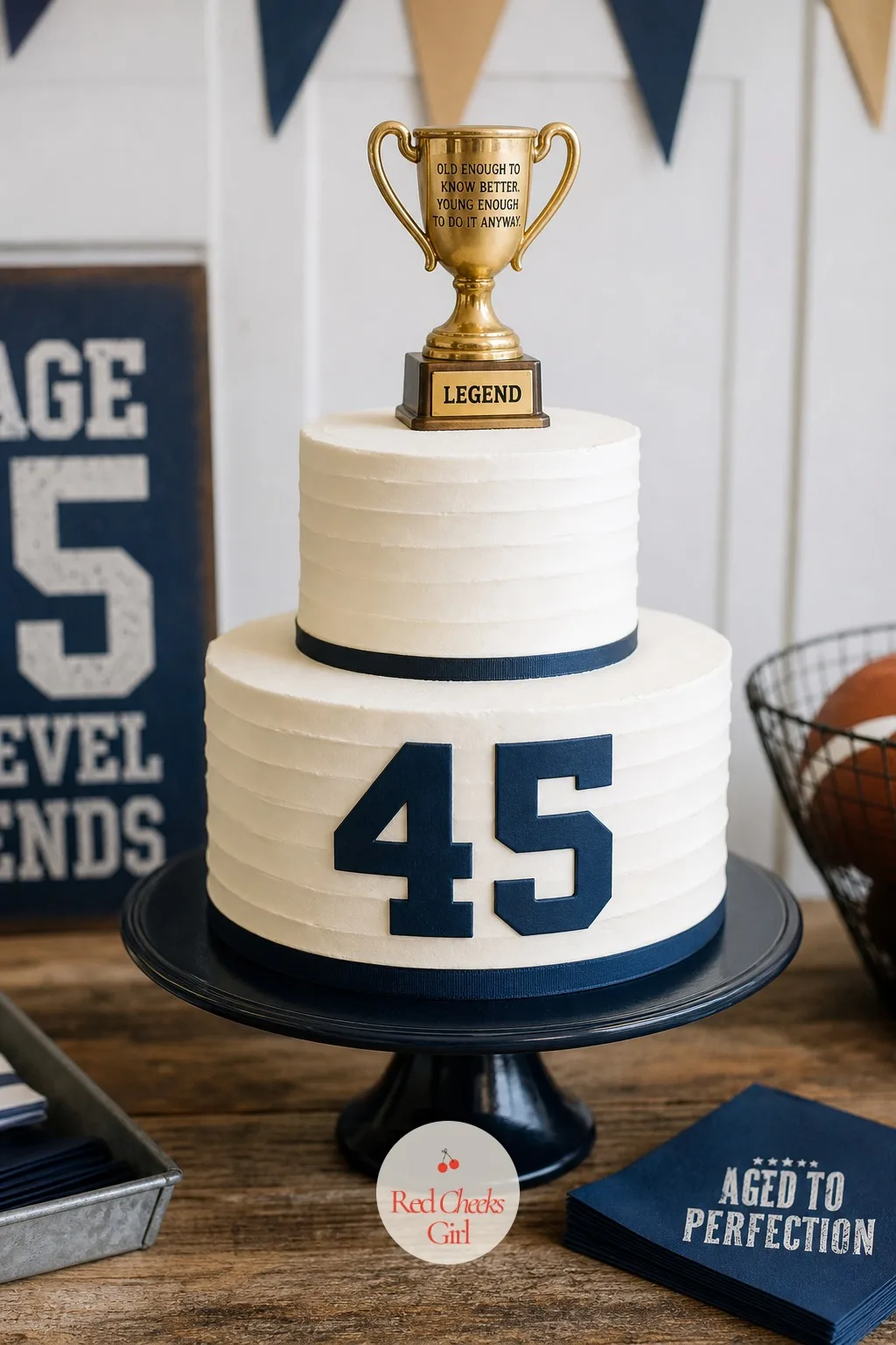 A Sporty Cake With a Cheeky Topper — He does not want fondant golf clubs that look like the baker's idea of a joke rather than his own. 45th birthday ideas for