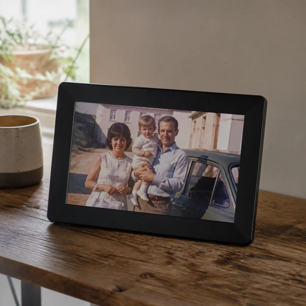 Digital Photo Frame — Somewhere there is a shoebox, or a laptop folder, or both, holding photos nobody has looked at in a decade. 50th anniversary gifts