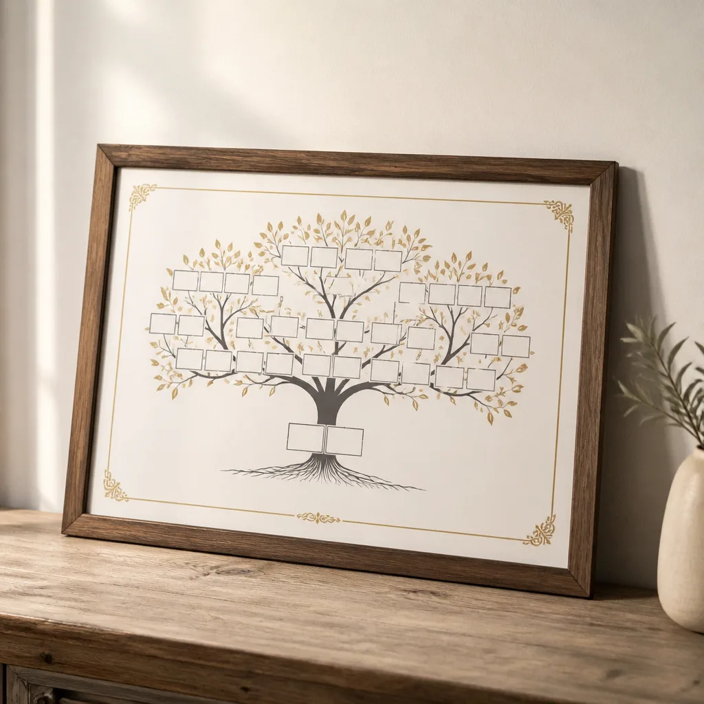Framed Family Tree — A couple married fifty years did not start out with this many people in the picture. 50th anniversary gifts