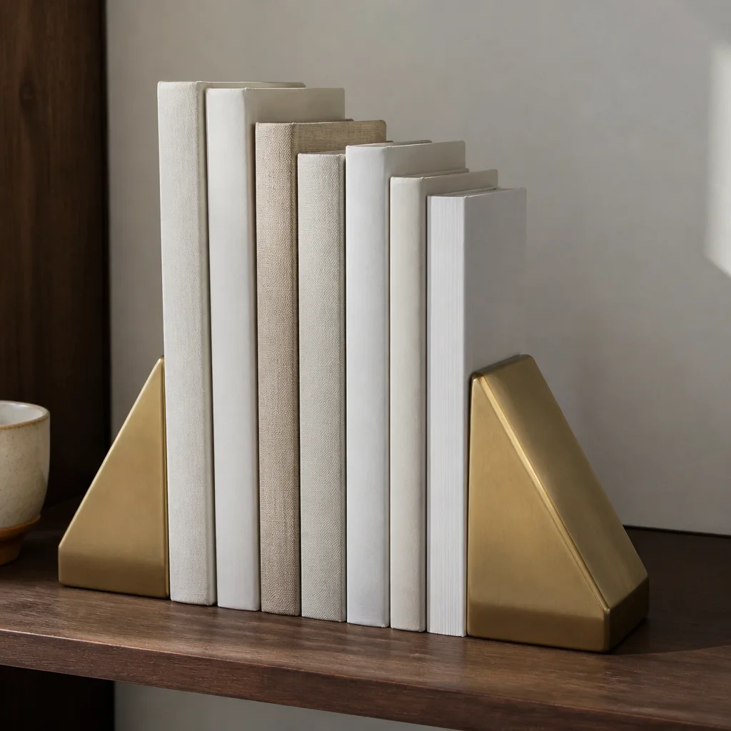Gold Bookends — Their bookshelf has been leaning for years, propped up with whatever was nearby. 50th anniversary gifts