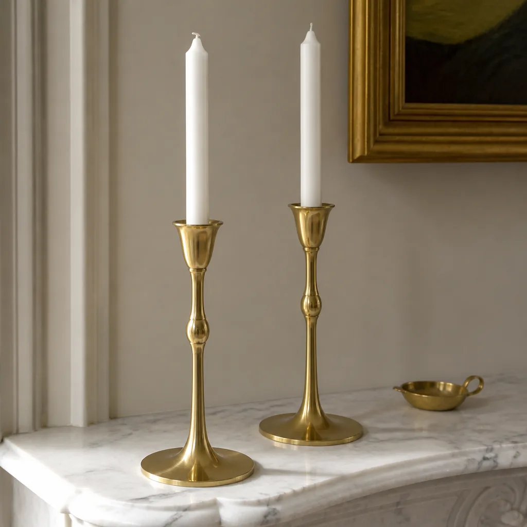 Gold Candlesticks — Candlelight hides fifty years of kitchen wear better than any amount of cleaning ever could. 50th anniversary gifts