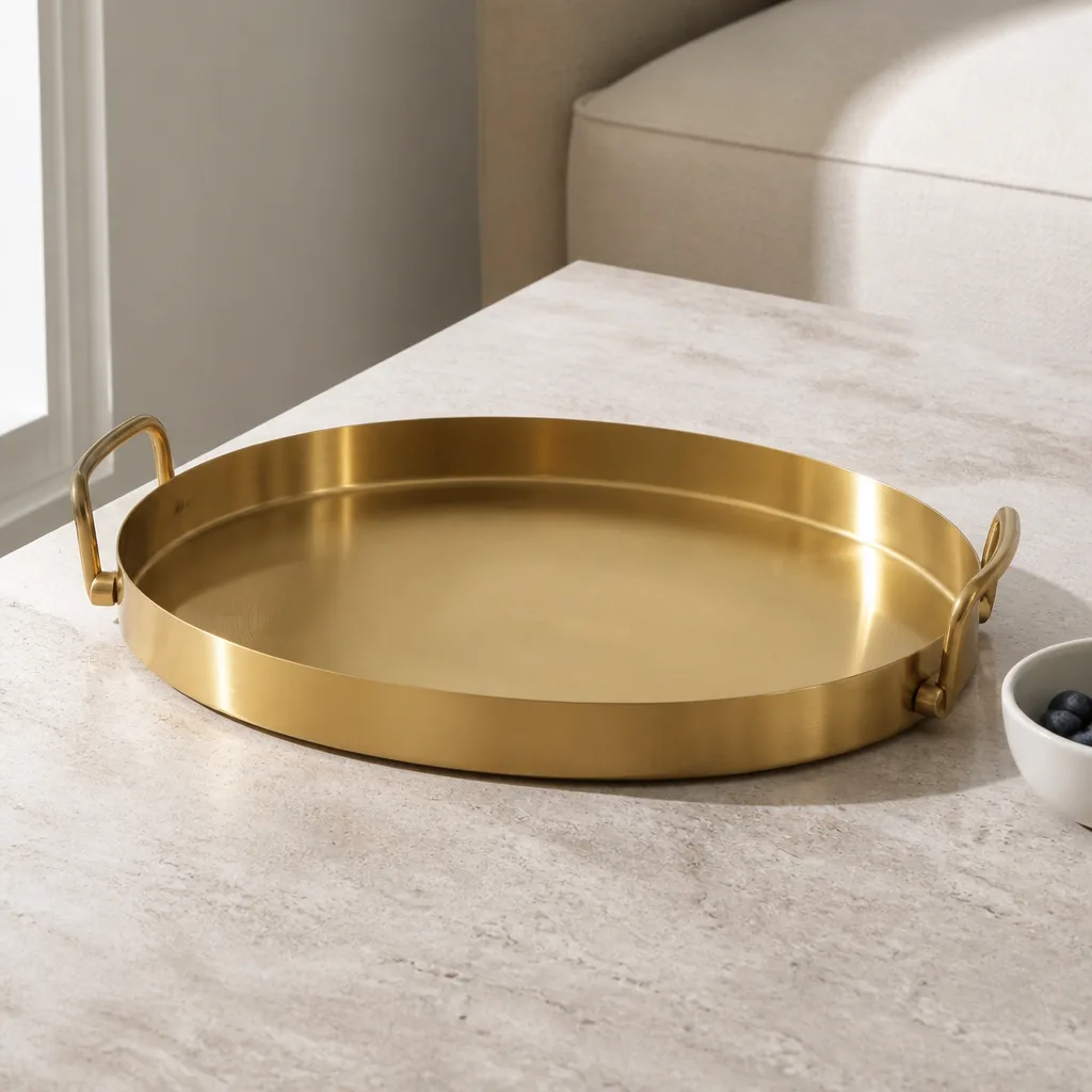 Gold Serving Tray — Someone is hosting the anniversary dinner, and the serving dishes currently in rotation have seen better decades. 50th anniversary gifts