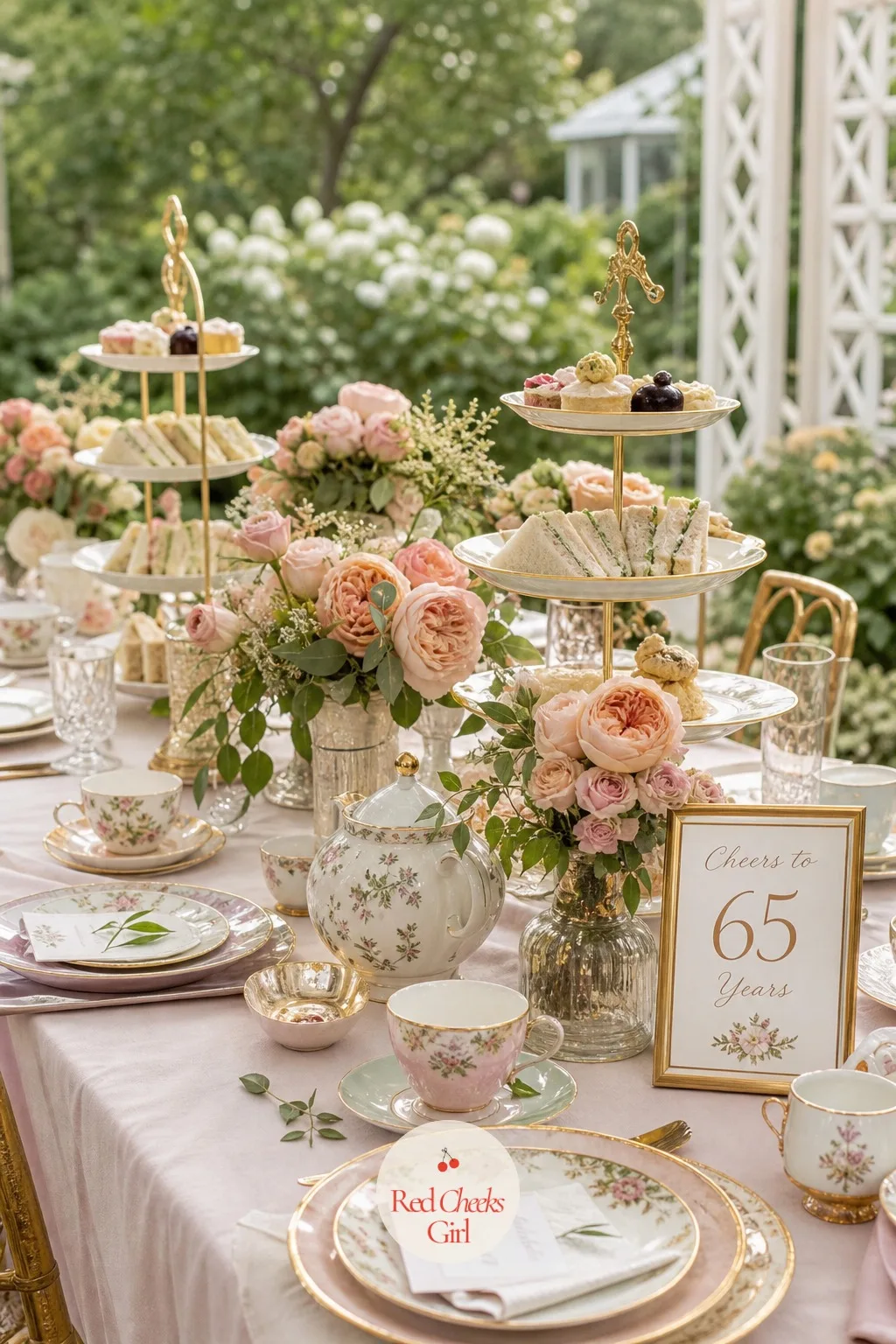 Garden Afternoon Tea Table — Nothing says unhurried quite like a proper tea table, and sixty five is exactly the age that deserves one. 65th birthday ideas
