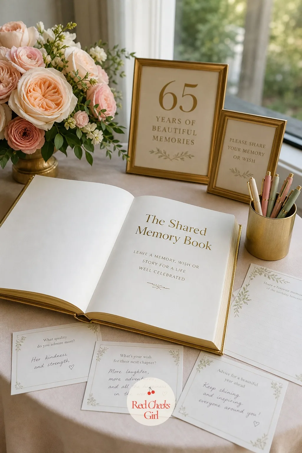 The Shared Memory Book — A guest book that just sits there collecting signatures is a missed chance. 65th birthday ideas