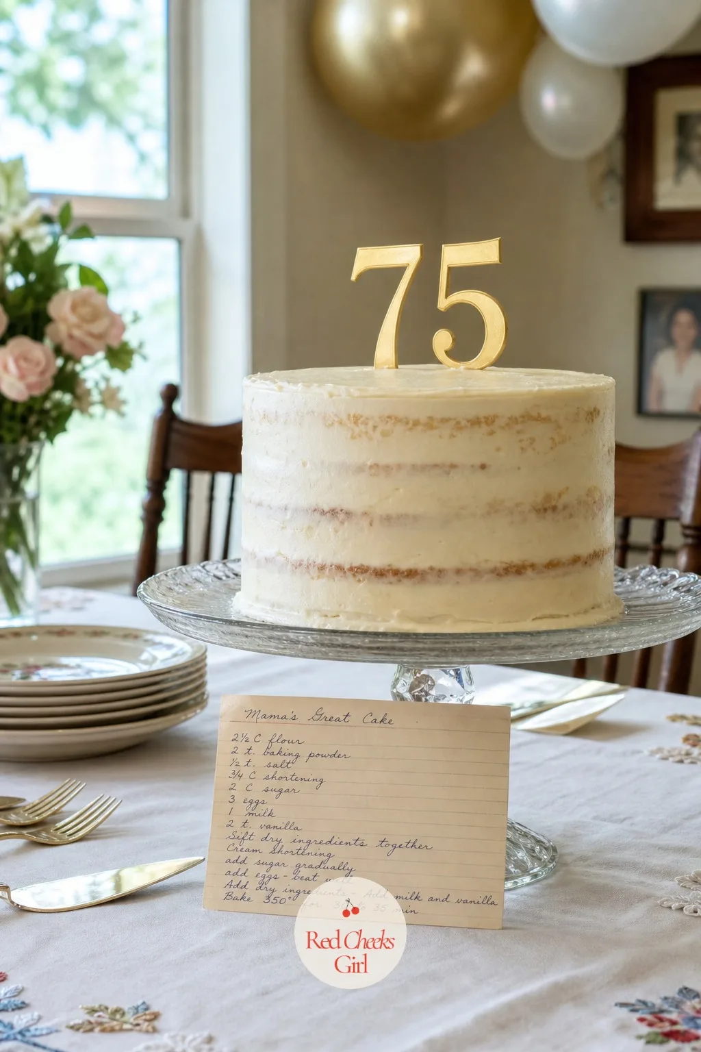 Vintage Layer Cake From a Family Recipe — No bought cake, however pretty, says what a cake made from someone's actual handwritten recipe says. 75th birthday