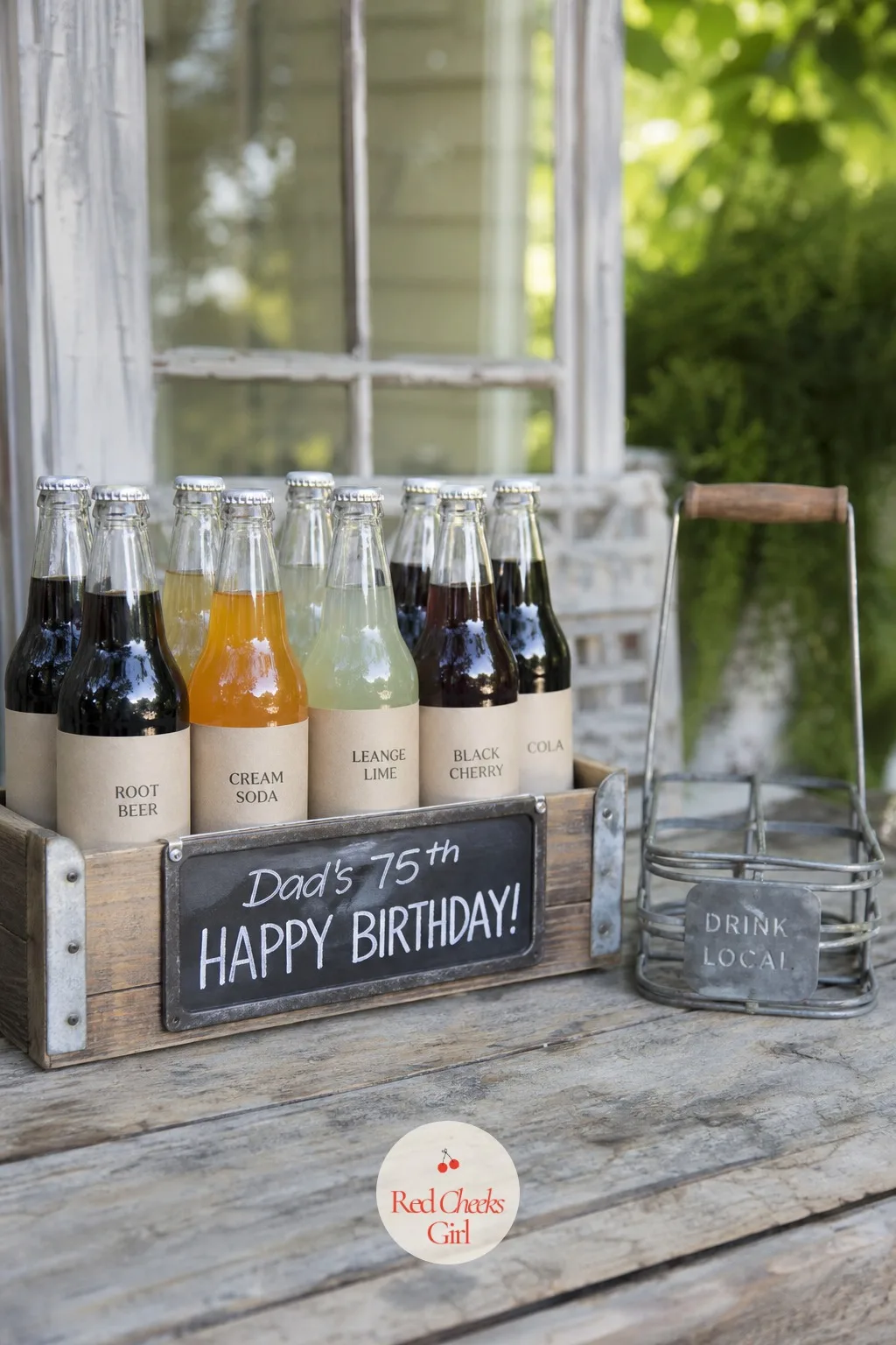 Glass Soda Bottles with Custom Labels — A tub of cans does the job, but it does not look like anyone thought about it. 75th birthday ideas for dad