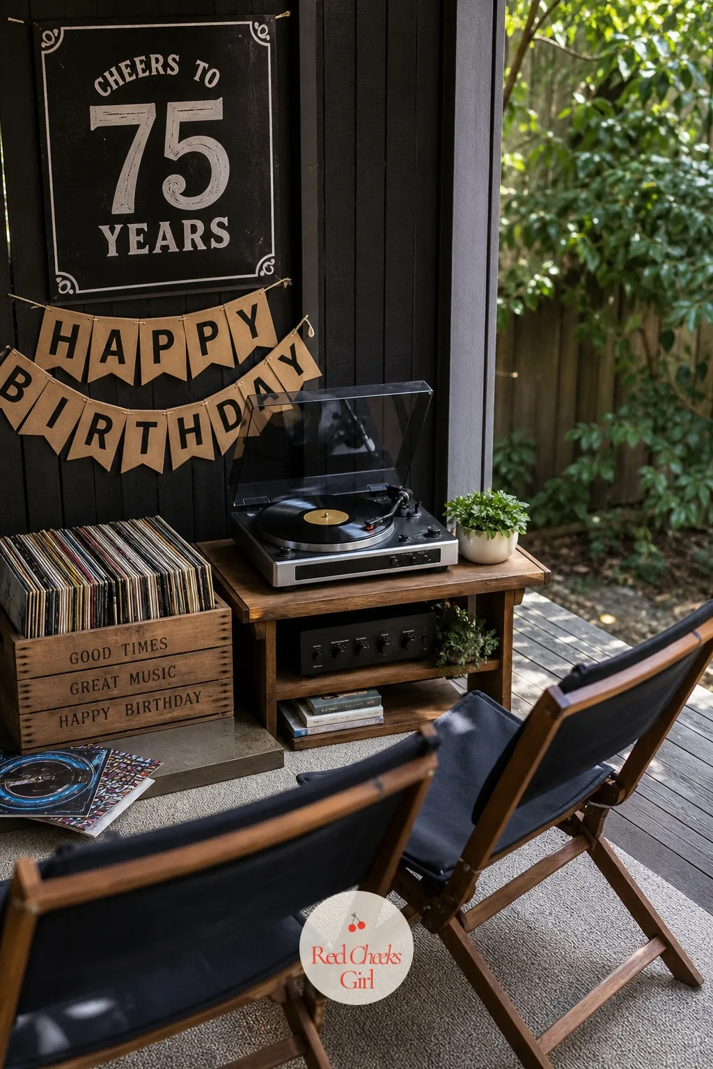 Vinyl Record Listening Lounge in a Wood Crate — Not every 75 year old wants to be the center of a crowd all afternoon. 75th birthday ideas for dad