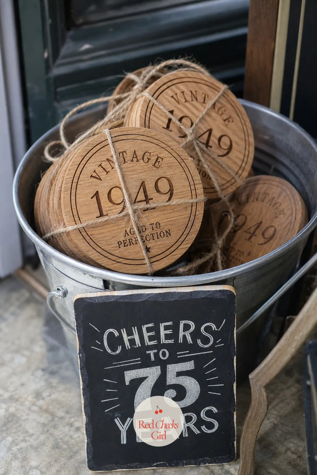 Wood Coasters Engraved with His Birth Year — A favor that actually gets used beats a favor that gets thrown out the same week. 75th birthday ideas for dad