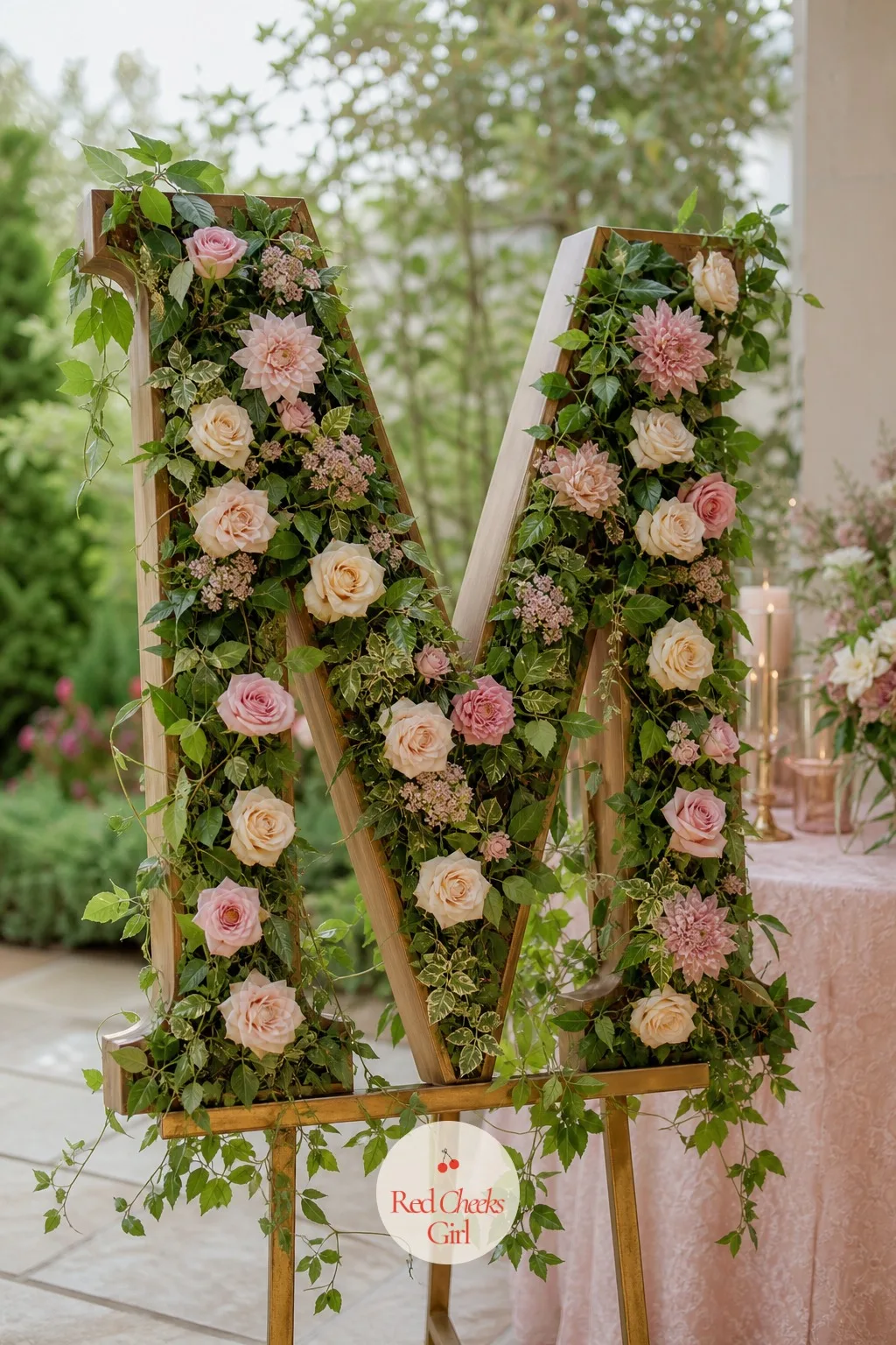 Her Monogram In Leaves And Blooms — A single initial says more than any banner ever could, and it does not need to announce her age to everyone walking past.