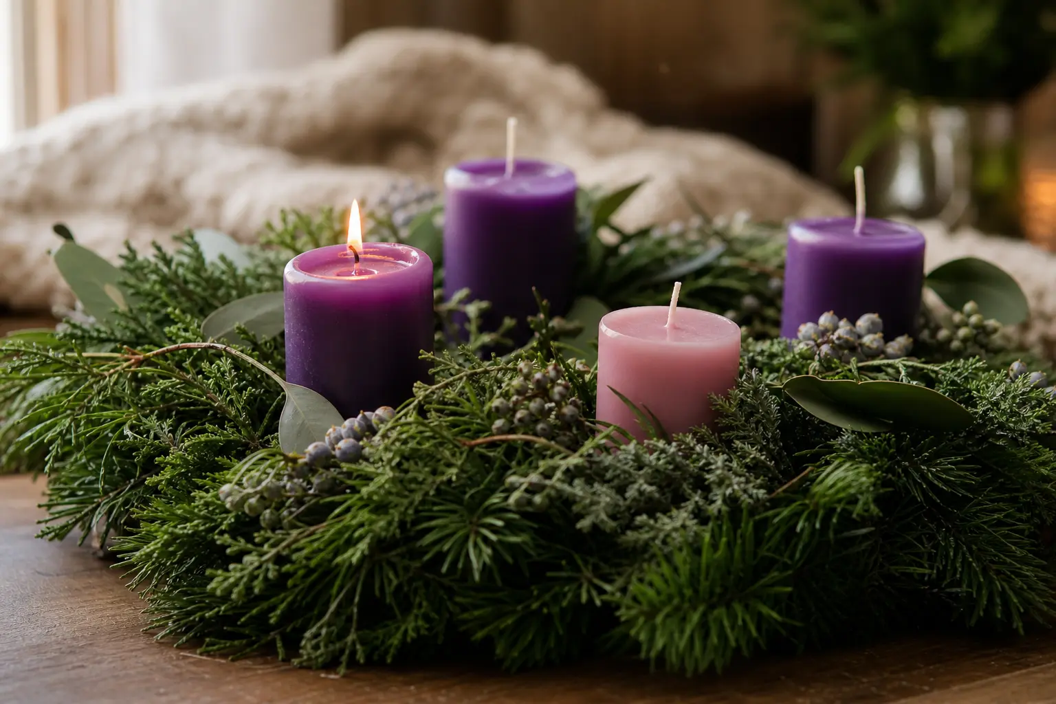 14 Advent Wreath Ideas With Four Candles, Fresh Greenery and Quiet Sunday Magic
