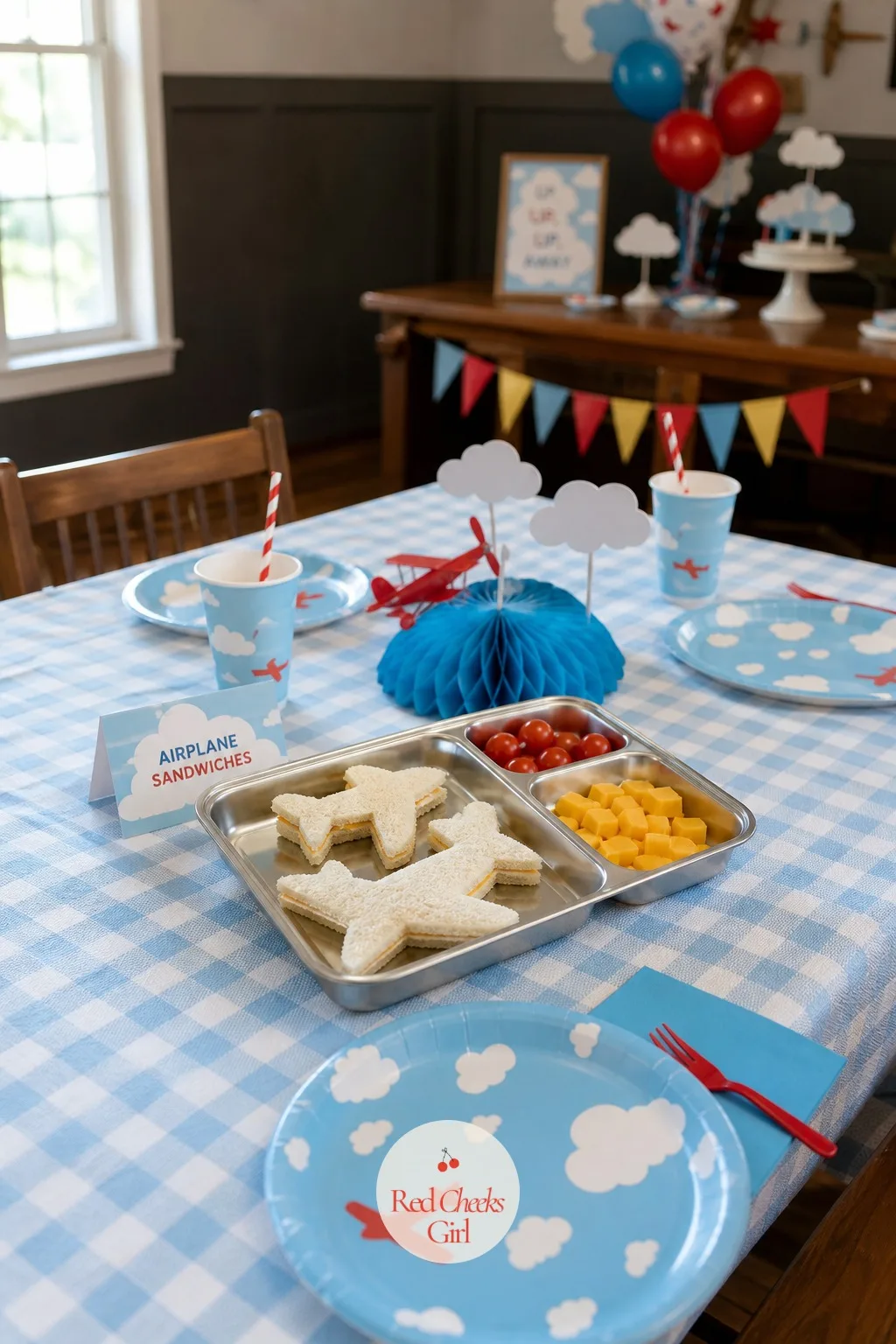 Airplane Sandwich Lunch Tray — Finger sandwiches do not need a theme to be eaten, but a plane-shaped cutter turns five minutes of prep into the thing every
