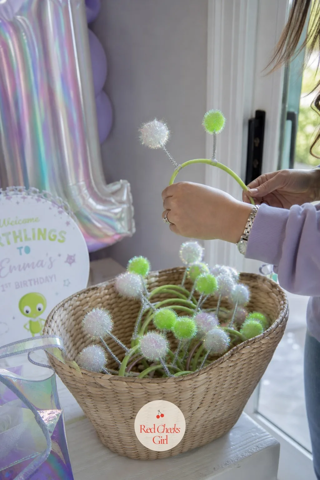 Alien Antenna Headbands for Guests — A party only feels like a party when the guests look a little bit silly together, not just the baby. Alien first birthday