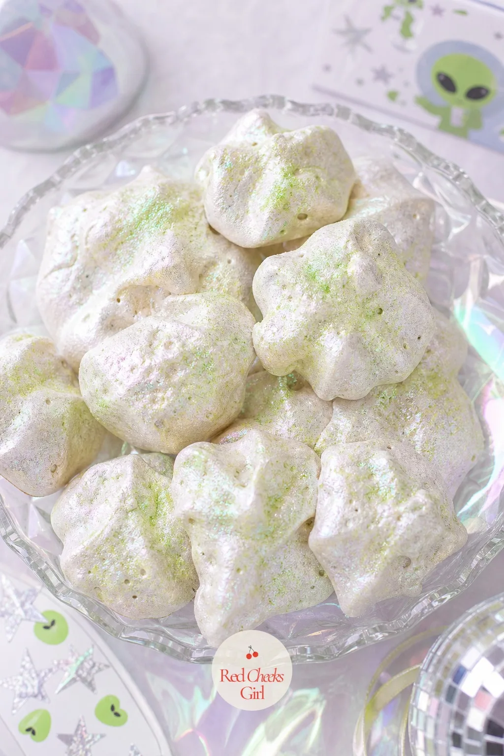 Opalescent Moon Rock Meringue Cookies — Every space table has the same cupcakes and the same candy, so one dessert that genuinely looks like nothing else on