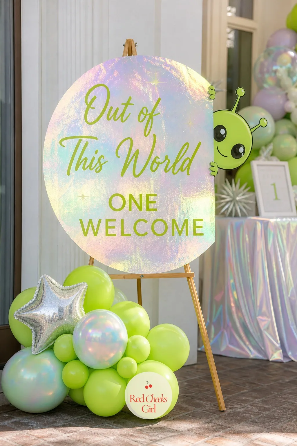 Out of This World One Welcome Sign — Guests hovering at the front door with a gift bag, unsure if they have the right house, is not the first impression anyone