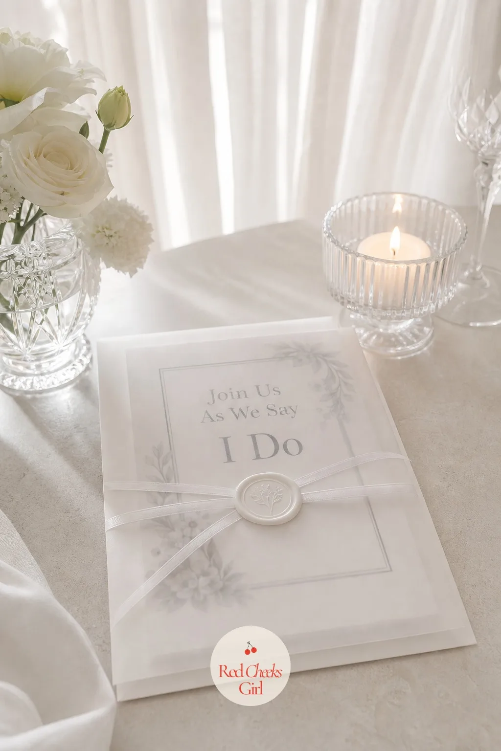 The Invitation Suite in White and Vellum — This is the first object anyone outside the wedding party actually holds, long before the venue is dressed or the