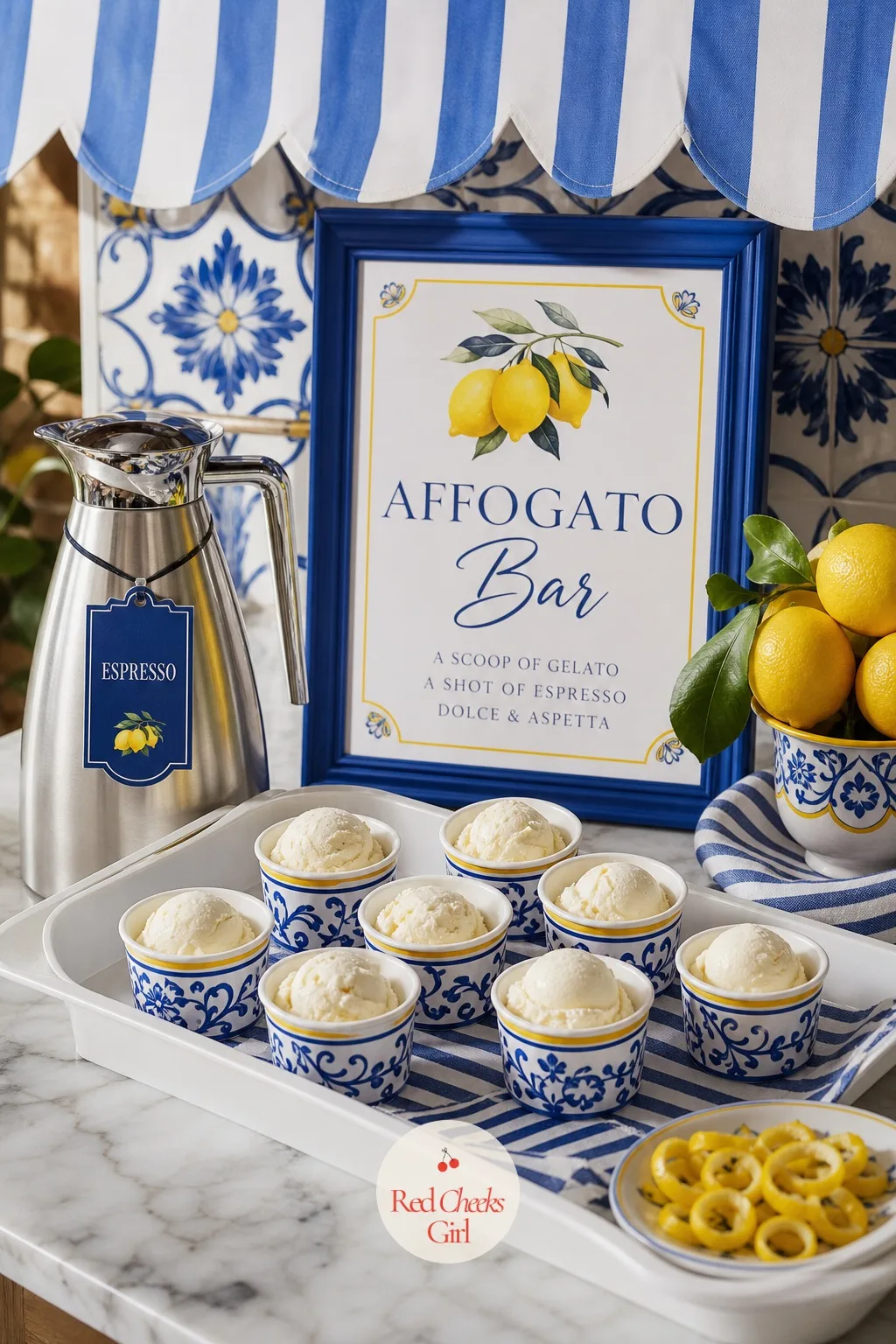 The Affogato Bar — A dessert that guests build themselves slows the room down in a good way. Amalfi coast baby shower theme