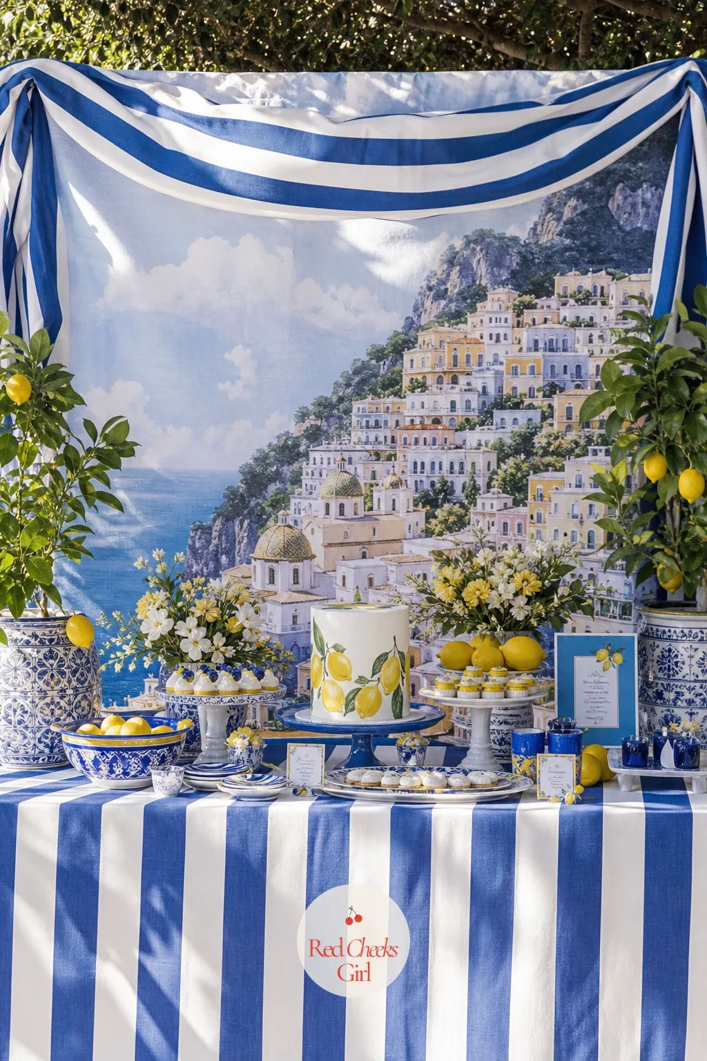 The Positano Cliffside Backdrop — One wall should do more than hold paint. Amalfi coast baby shower theme