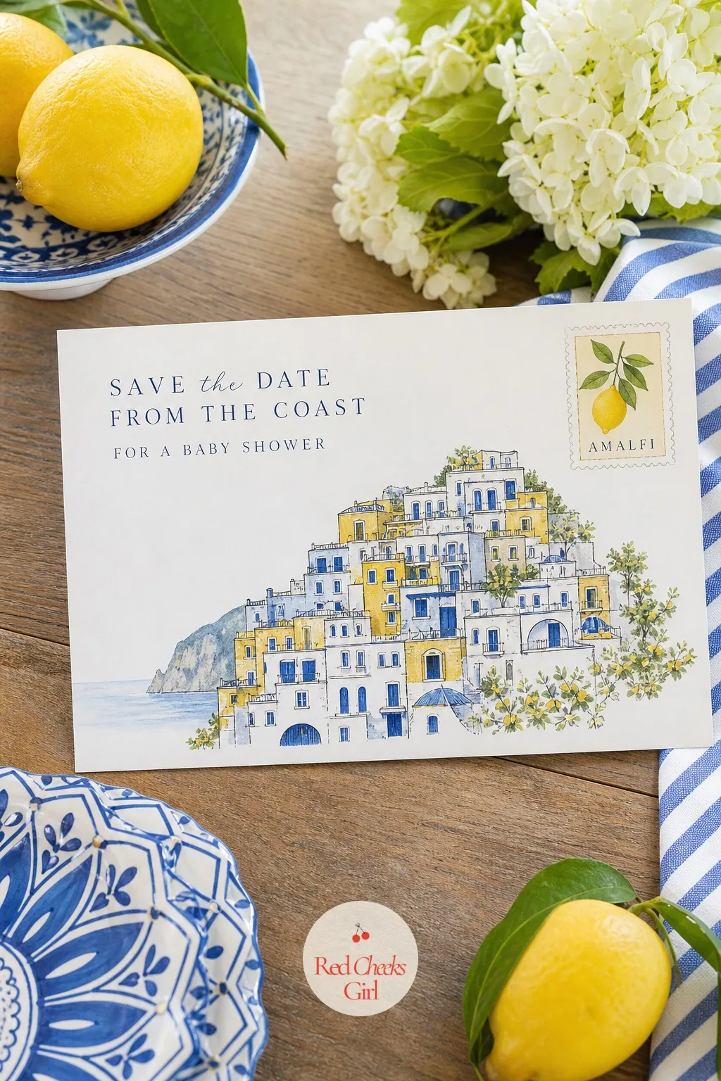 A Postcard Save the Date from the Coast — For the guest who gets a save the date months out, a postcard does more work than an envelope ever could. Amalfi