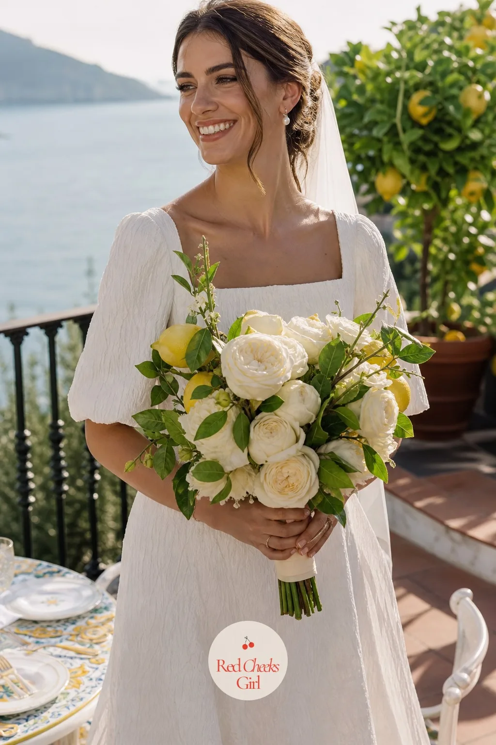 The Bridal Bouquet — A bouquet that is all roses looks like it could belong to any wedding anywhere. Amalfi coast wedding