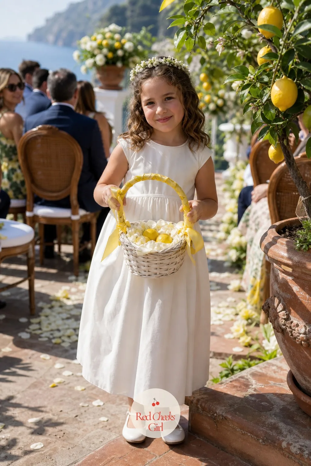 The Flower Girl's Lemon Basket — A flower girl with an empty basket and nothing to do down the aisle gets restless fast. Amalfi coast wedding