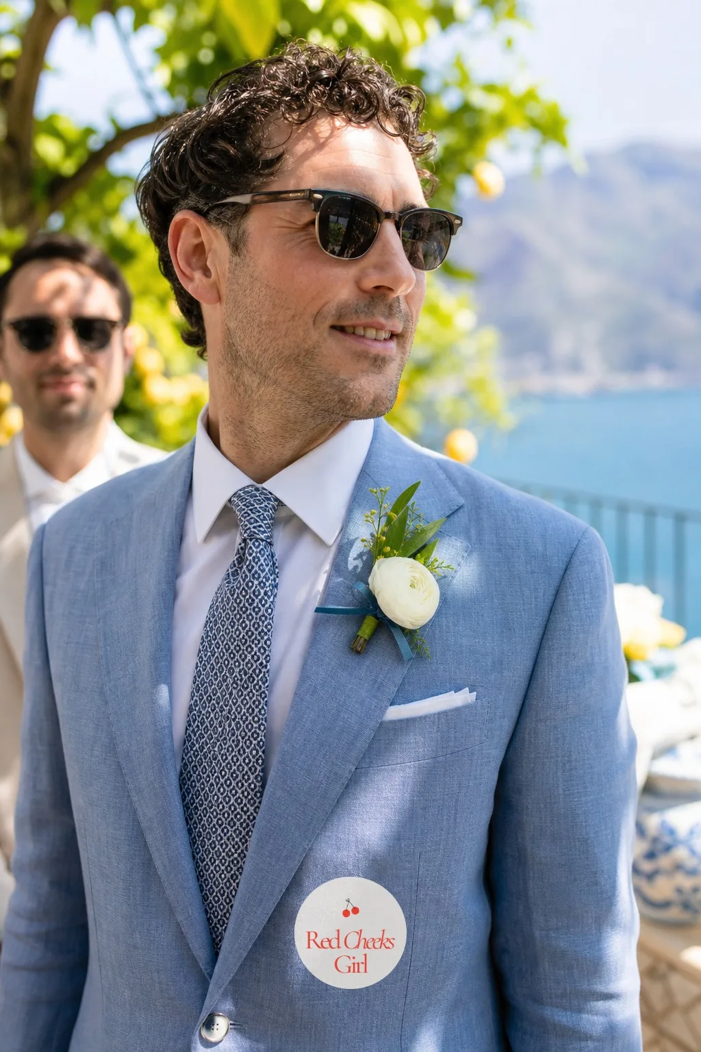 The Lemon Branch Boutonnieres — A boutonniere this small can carry the whole theme in one glance, which makes it worth getting right even though almost nobody