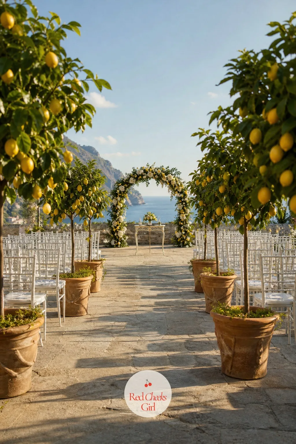 The Lemon Tree Lined Aisle — An empty aisle is just a gap between chairs. Amalfi coast wedding