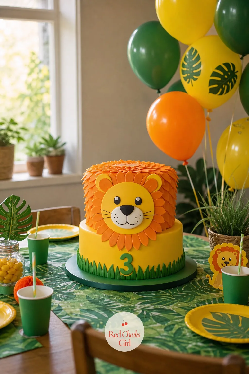 Lion Mane Fondant Face Cake — Say no to buttercream piping if her hands shake at the thought of it. Animal themed birthday party