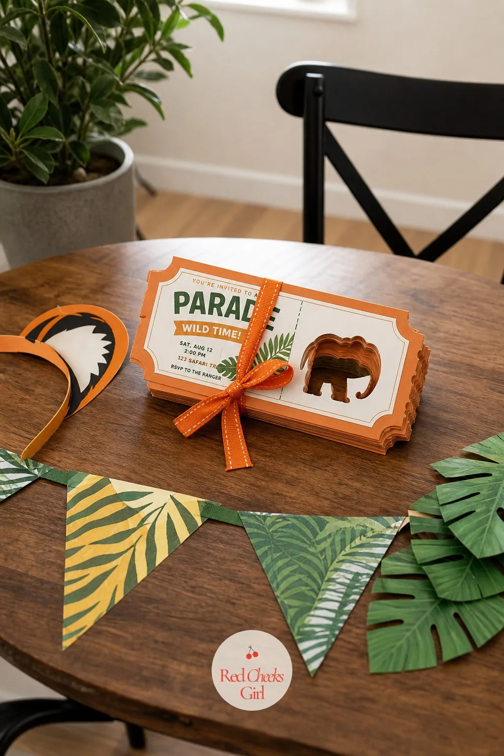 Parade Ticket Invitation — A standard rectangle card says birthday party. Animal themed birthday party