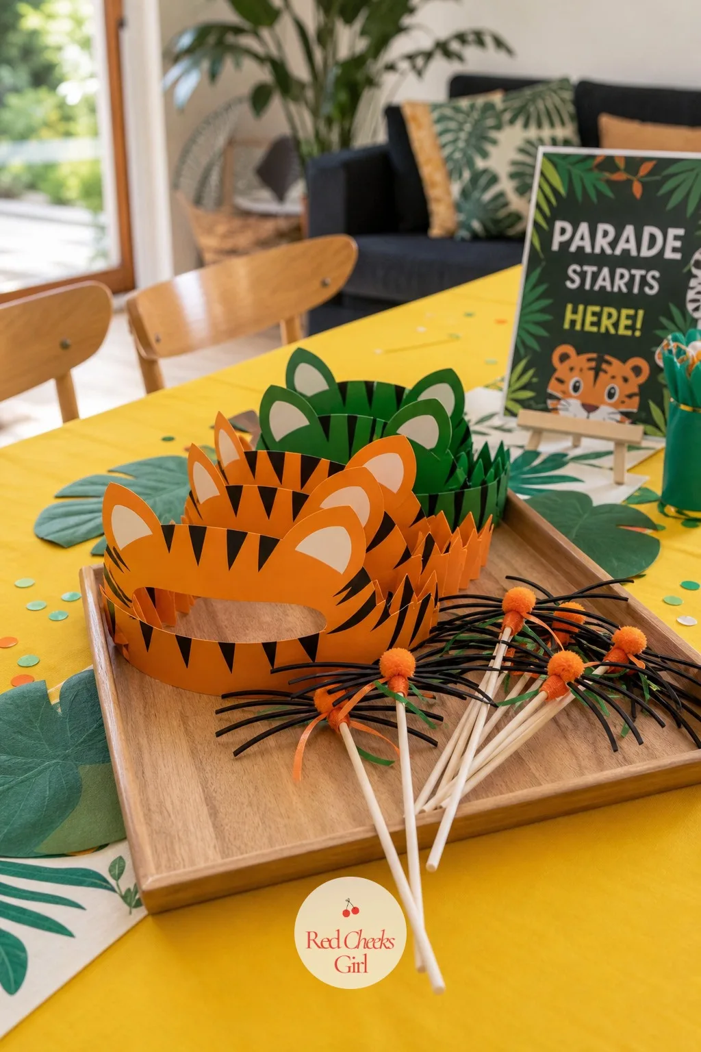 Tiger Ear Crown With Whisker Wand — One ear headband is good, an ear headband with a matching prop is a whole costume, and at this age that difference is the
