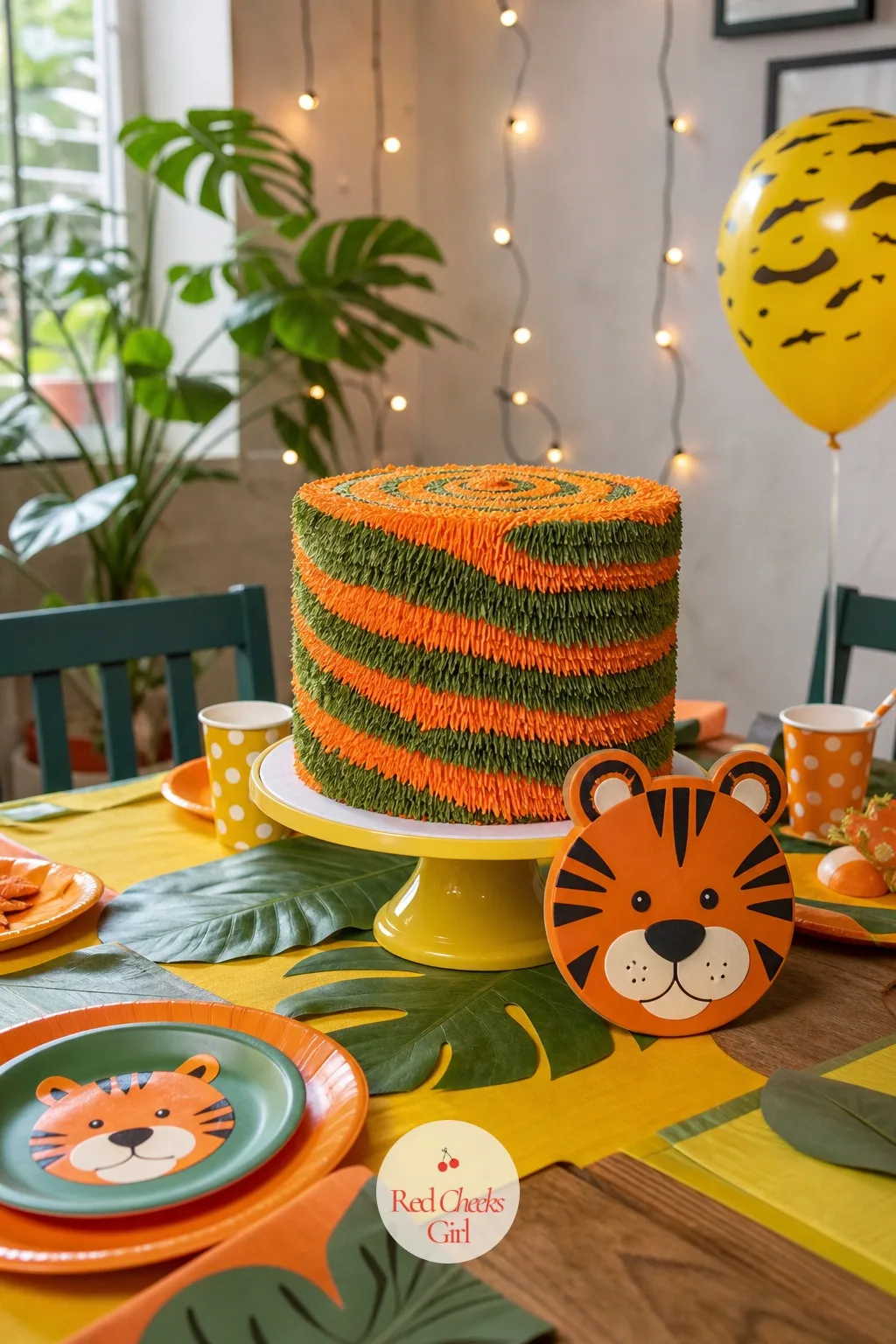 Tiger Stripe Cake — Stripes forgive an unsteady piping hand in a way a smooth fondant face never quite does, which makes this the cake to choose when time is