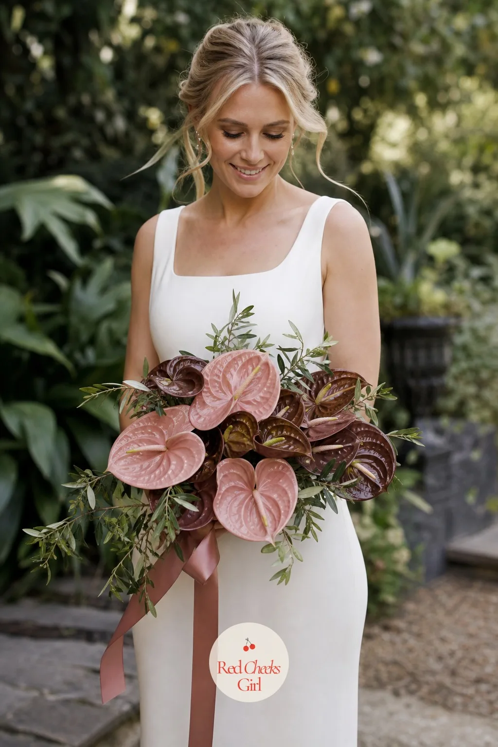 Anthurium Bouquet — The bouquet is the one piece of decor that travels the whole day, through the ceremony, every photograph and the reception, so it has to