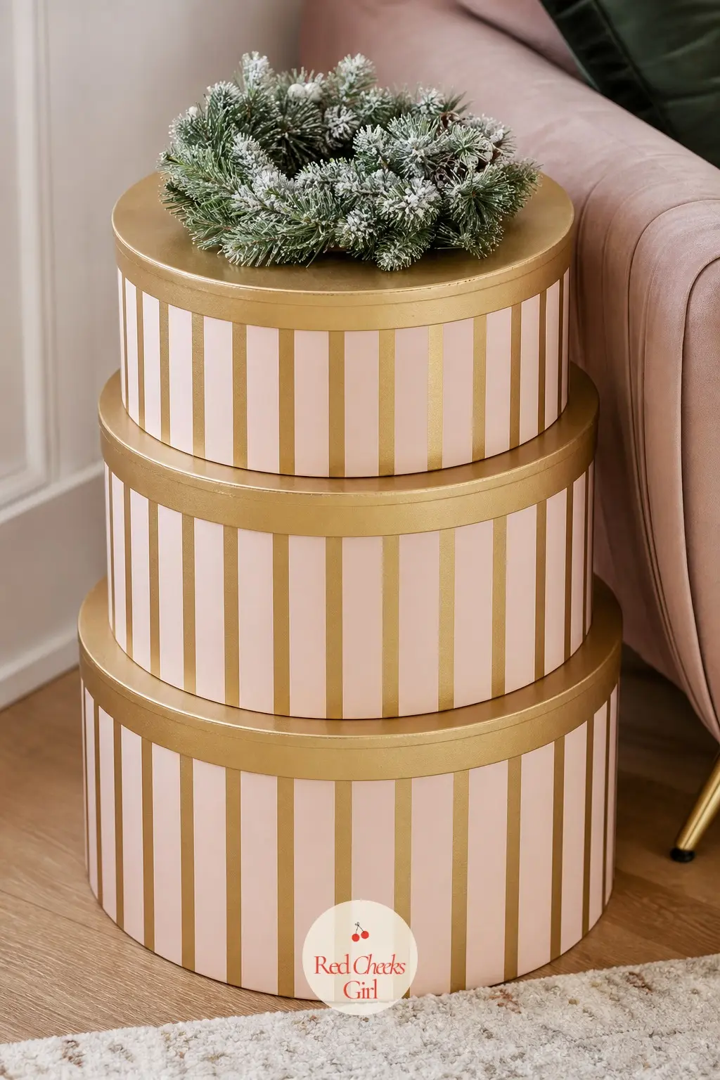 A Stack of Graduated Hat Boxes Doubling as a Side Table — Decorative hat boxes already store off-season things most of the year, so stacking them into a side