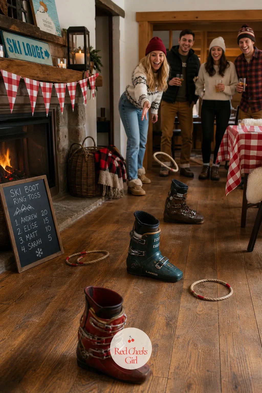 Ski Boot Ring Toss — A party needs one game people can play with a drink still in hand, and this is it. Apres ski party