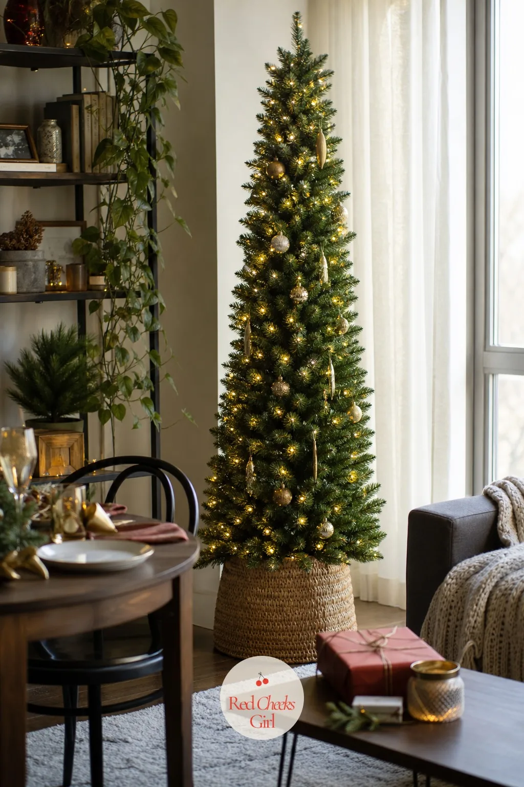 National Tree Company 4.5ft Pre-Lit Kingswood Fir Slim Christmas Tree — A studio apartment corner by the window is not asking for much, just a tree that does